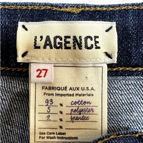 L'Agence High Line High Rise Skinny Distressed Blue Cropped Denim Jeans Size 27 - Picture 8 of 9
